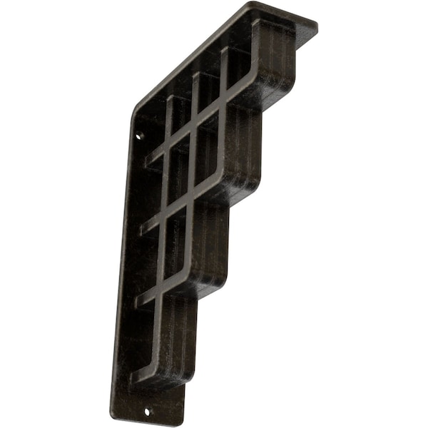 Ekena Millwork Diane Wrought Iron Bracket, (Triple center brace), Antiqued Warm Silver 2"W x 5 1/2"D x 8"H BKTM02X05X08TDIAWS - main